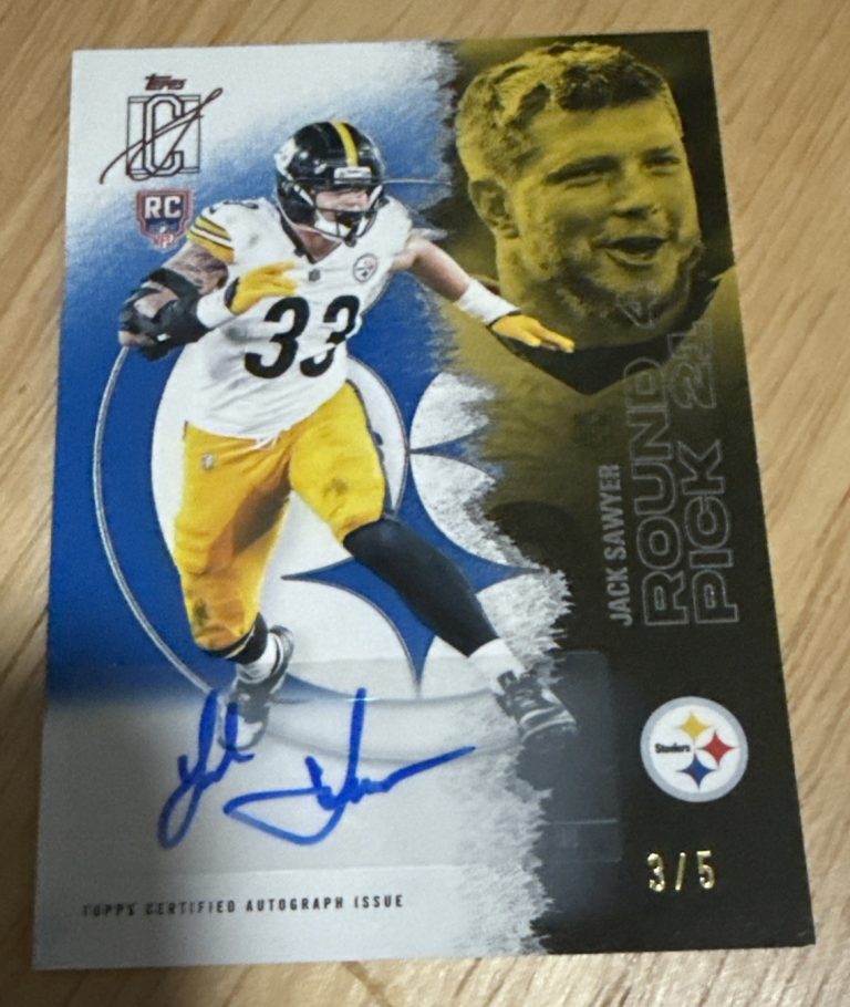 2025 Topps Signature Class BlUE SSP Auto Jack Sawyer Steelers RC 3/5