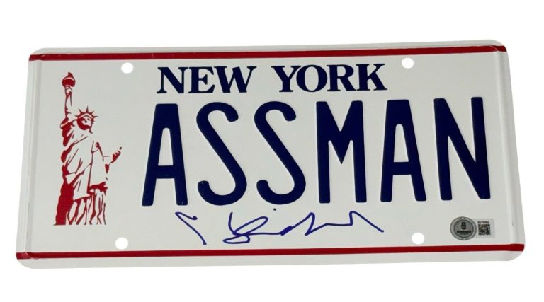 Jerry Seinfeld Signed Autograph Assman License Plate SEINFELD Kramer Beckett BAS
