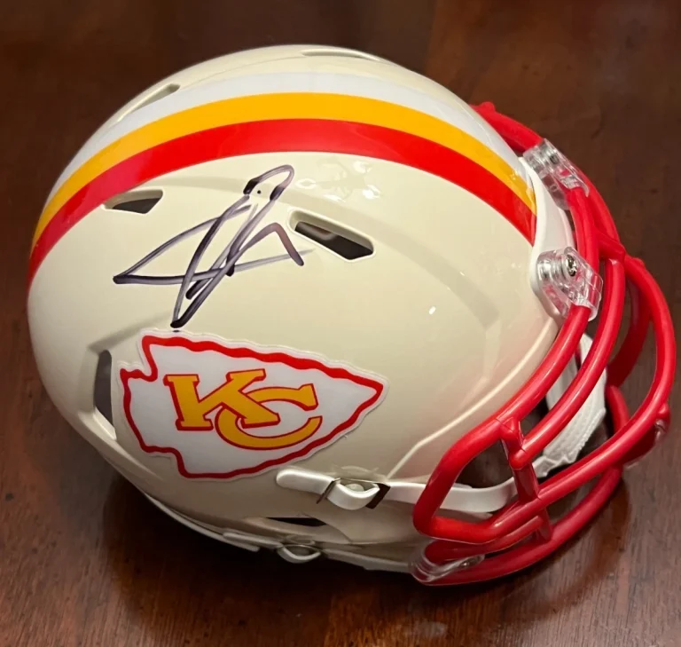 CHRIS JONES SIGNED FOOTBALL MINI HELMET AUTO KANSAS CITY CHIEFS RETRO JSA COA