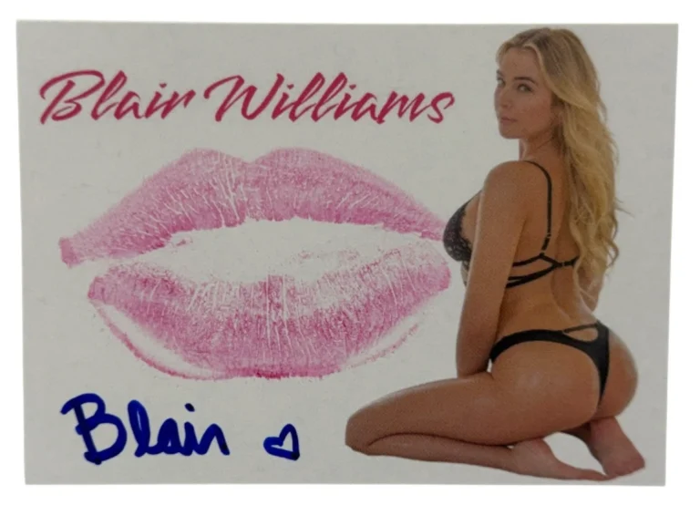 Blair Williams Signed Kiss Card Adult Star Autograph Kiss Print Beckett Witness