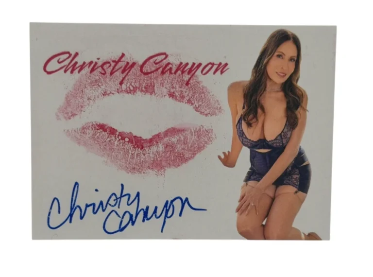 Christy Canyon Signed Kiss Card Adult Star Autograph Kiss Print Beckett Witness