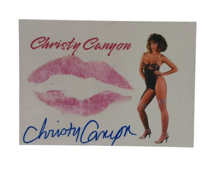Christy Canyon Signed Kiss Card Adult Star Autograph Kiss Print Beckett Witness