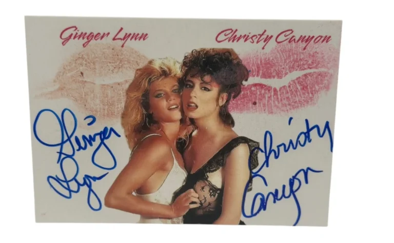 Christy Canyon Ginger Lynn Signed Kiss Card Adult Star Auto Kiss Print Beckett