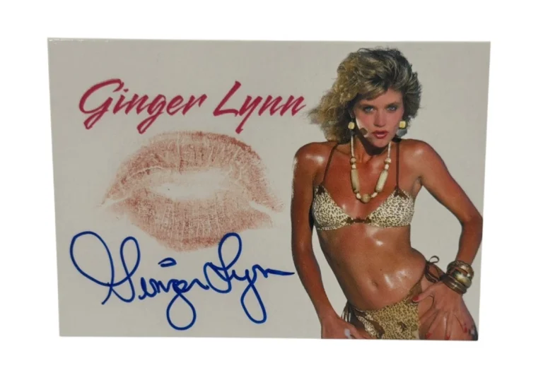 Ginger Lynn Signed Kiss Card Adult Star Autograph Kiss Print Beckett Witness