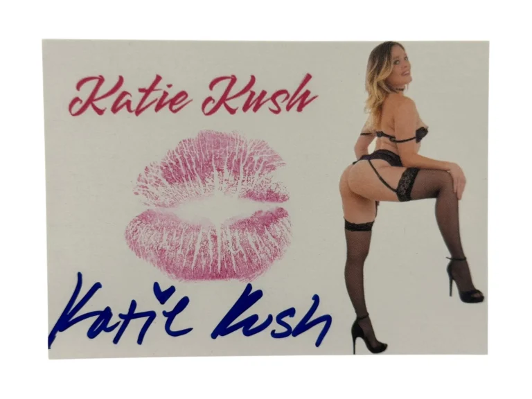 Katie Kush Signed Kiss Card Adult Star Autograph Kiss Print Beckett Witness