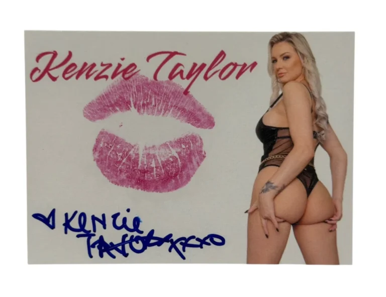 Kenzie Taylor Signed Kiss Card Adult Star Autograph Kiss Print Beckett Witness