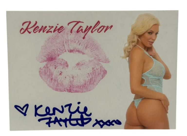Kenzie Taylor Signed Kiss Card Adult Star Autograph Kiss Print Beckett Witness