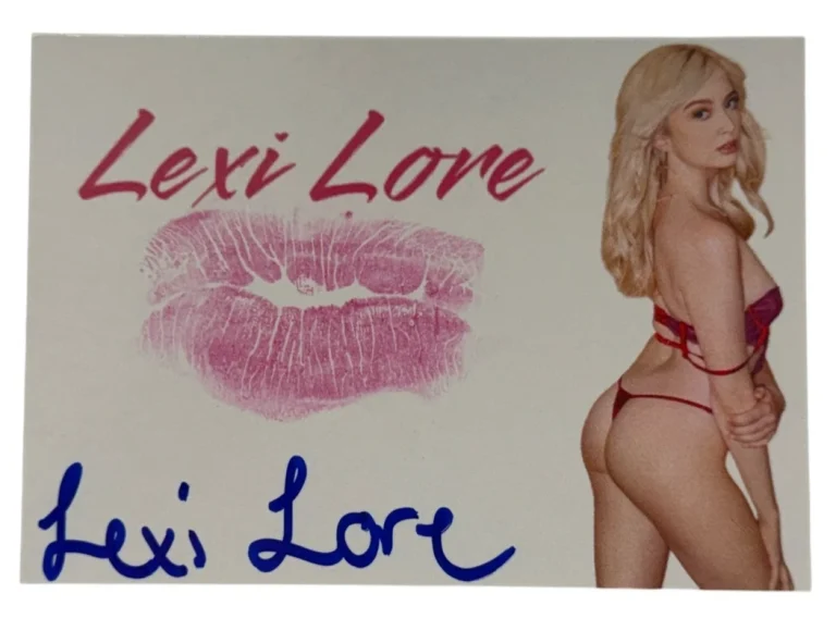 Lexi Lore Signed Kiss Card Adult Star Autograph Kiss Print Beckett Witness