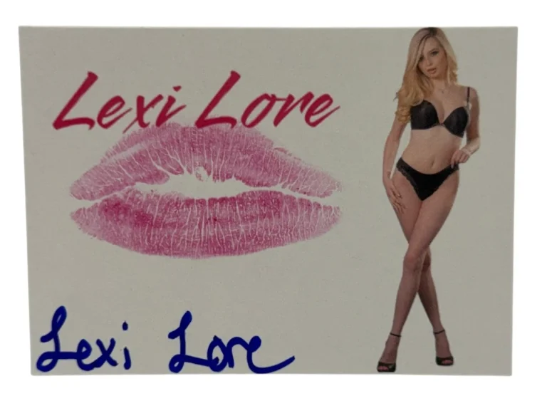Lexi Lore Signed Kiss Card Adult Star Autograph Kiss Print Beckett Witness