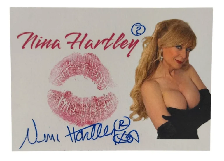 Nina Hartley Signed Kiss Card Adult Star Autograph Kiss Print Beckett Witness