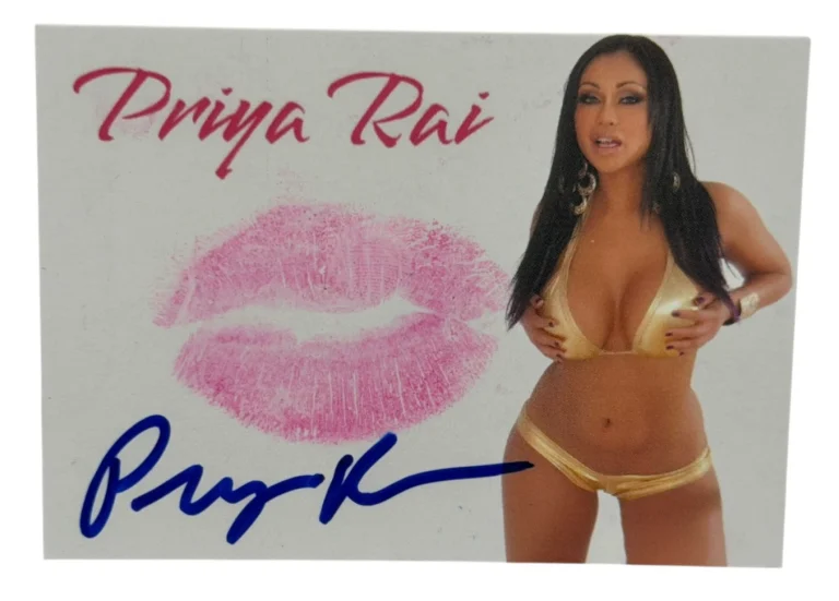 Priya Rai Signed Kiss Card Adult Star Autograph Kiss Print Beckett Witness