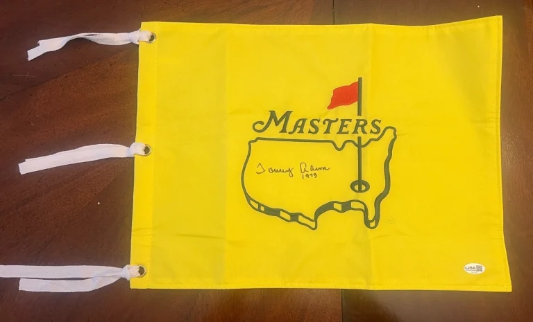 TOMMY AARON SIGNED MASTERS GOLF FLAG WINNER CHAMPION AUTO UNDATED JSA COA