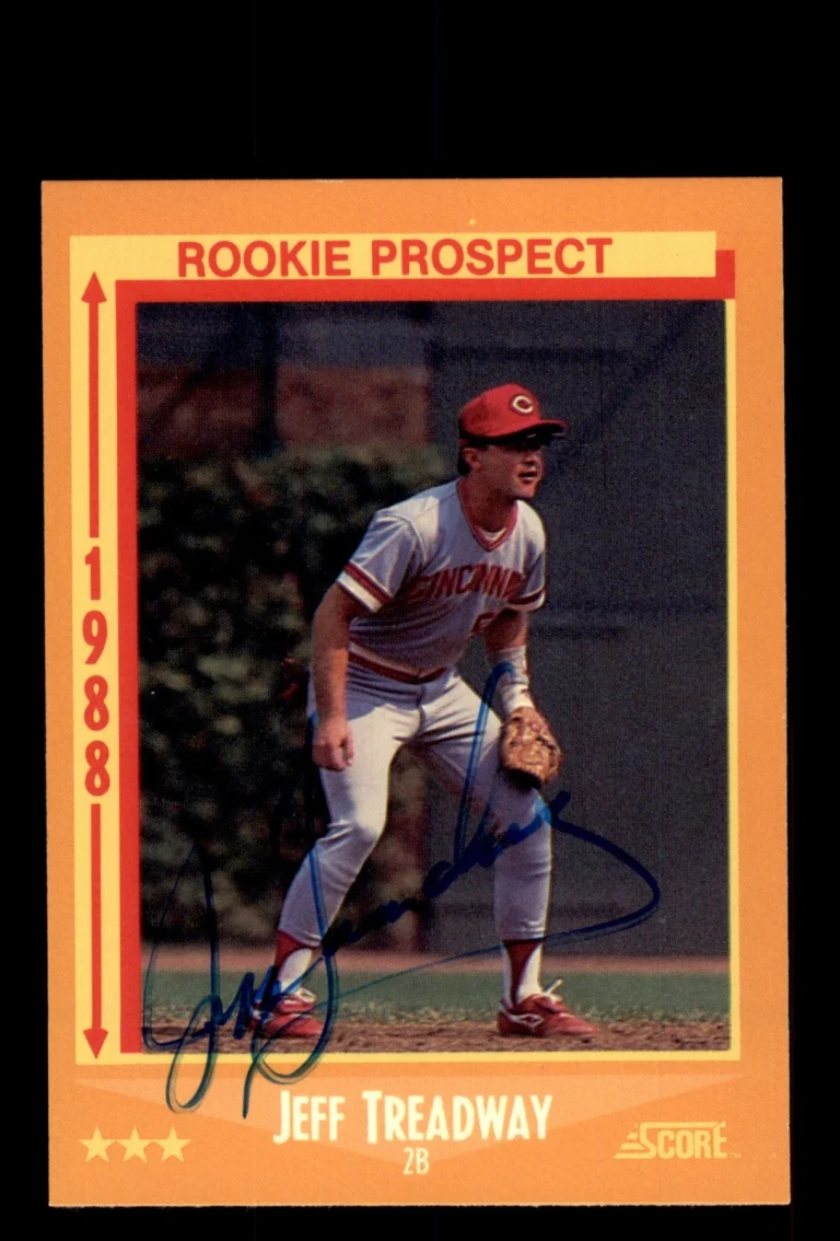 Signed Baseball Card Auto Jeff Treadway 1988 Score #646 Cincinnati Reds