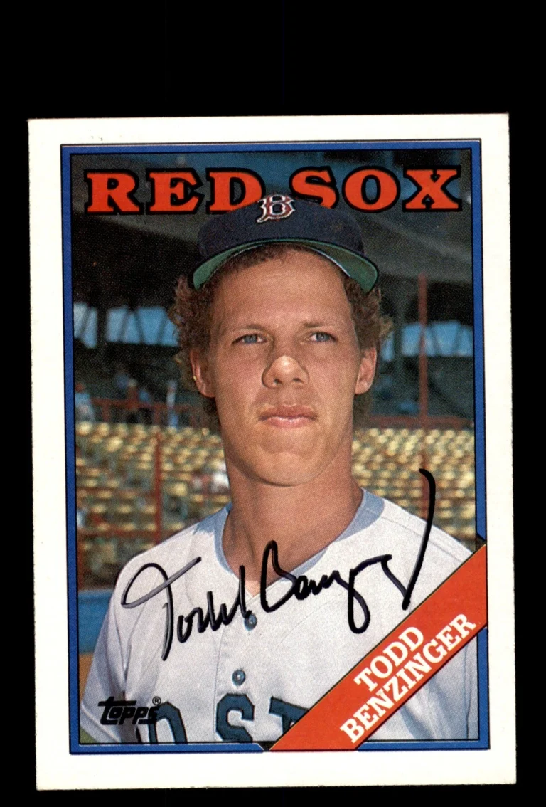 Signed Baseball Card Auto Todd Benzinger 1988 Topps #96 Boston Red Sox