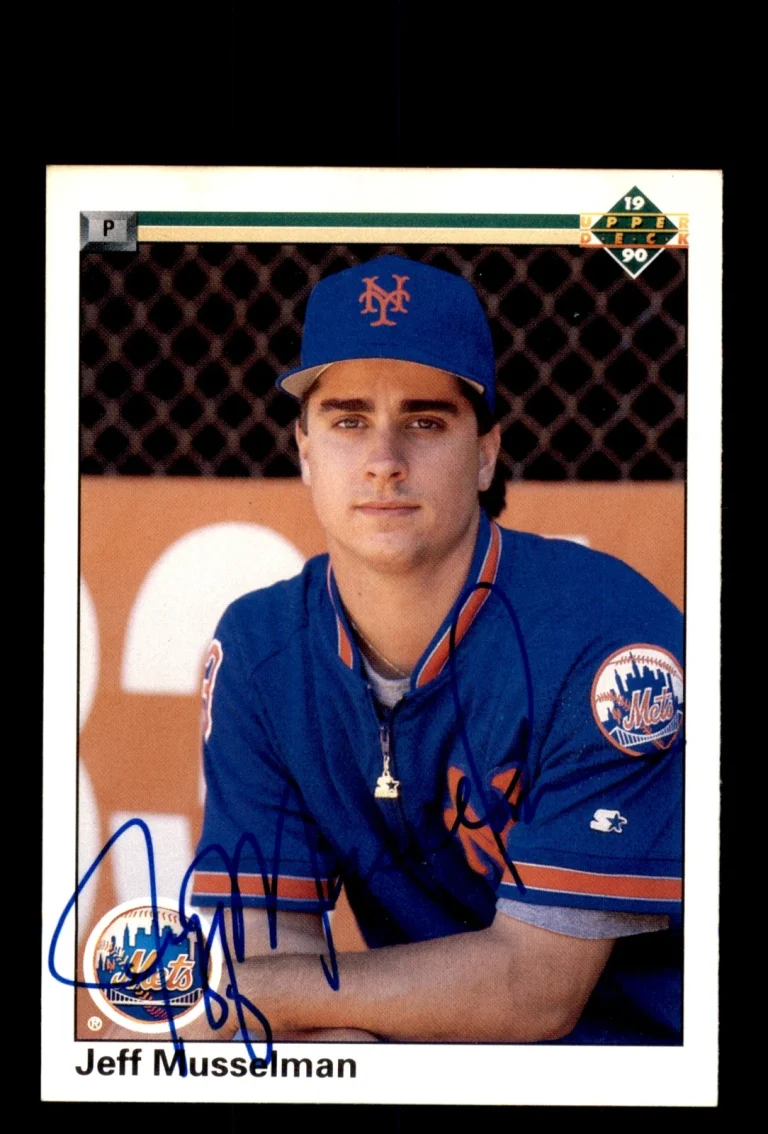 Signed Baseball Card Auto Jeff Musselman 1990 Upper Deck #585 New York Mets