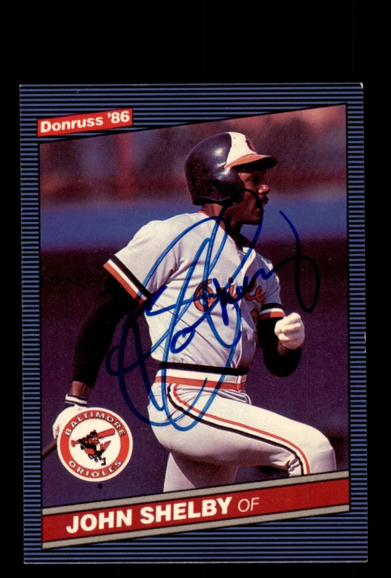 Signed Baseball Card Auto John Shelby 1986 Donruss #643 Baltimore Orioles