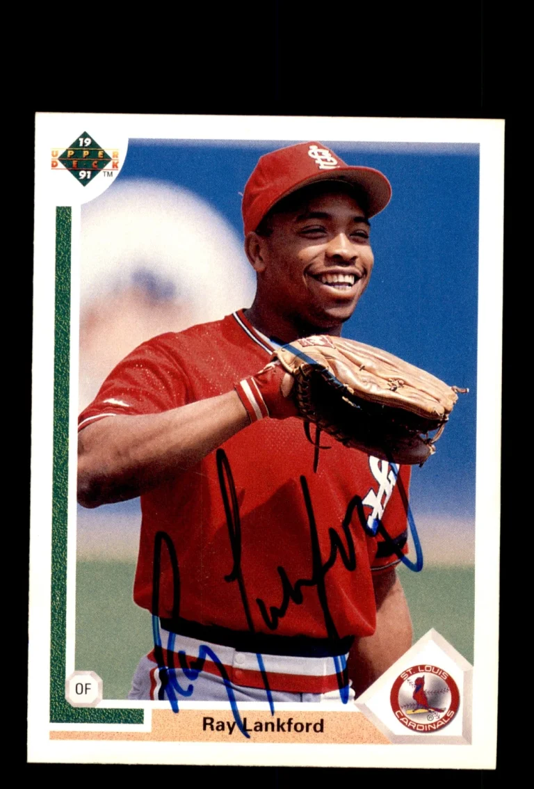 Signed Baseball Card Auto Ray Lankford 1991 Upper Deck #346 St. Louis Cardinals