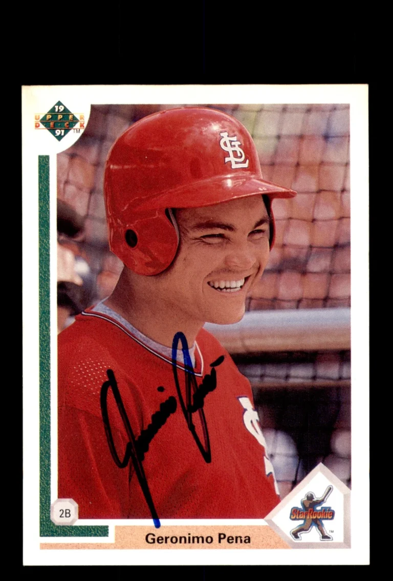Signed Baseball Card Auto Geronimo Pena 1991 Upper Deck #20 St. Louis Cardinals