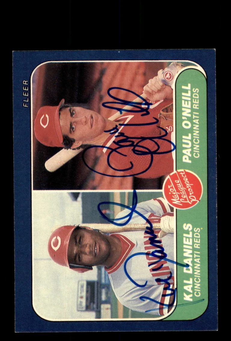 Signed Baseball Card Auto Kal Daniels Paul O'Neill 1986 Fleer #646 Reds