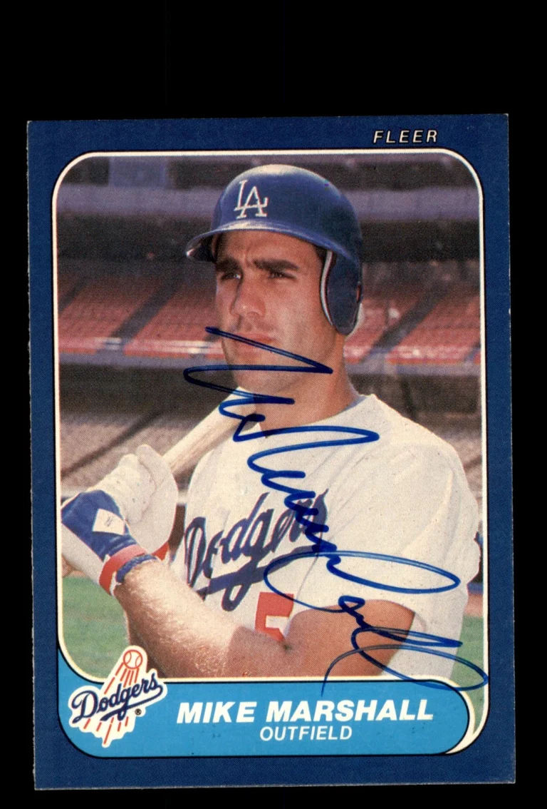 Signed Baseball Card Auto Mike Marshall 1986 Fleer #137 Los Angeles Dodgers