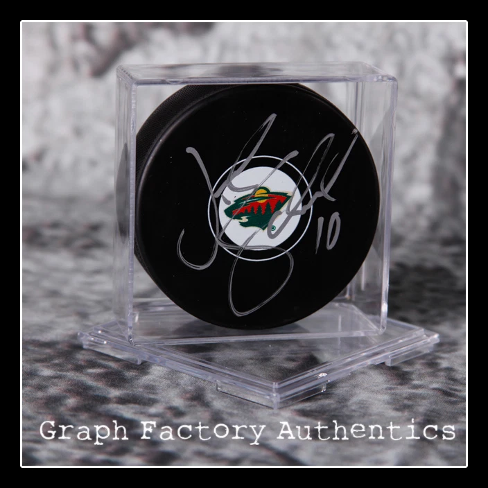 GFA Minnesota Wild * JORDAN SCHROEDER * Signed NHL Wild Logo Puck J2 COA