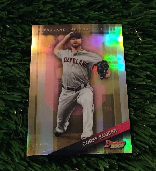 2015 Bowmans Best COREY KLUBER #/50 Gold Refractor Cleveland Indians Bowman