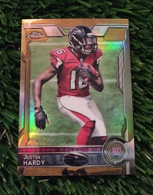 2015 Topps Chrome Justin Hardy Gold Refractor Non Auto #ED /50 Falcons