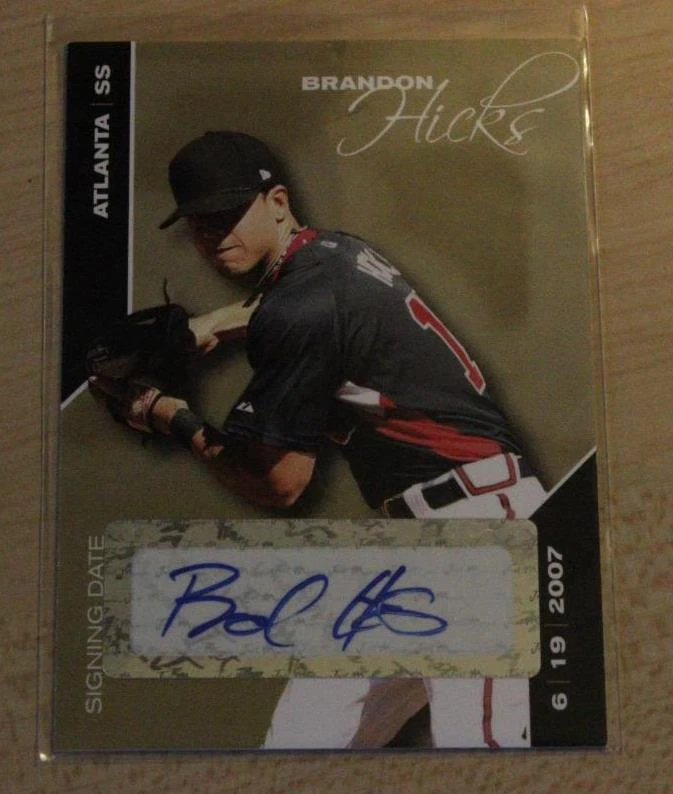 2008 JUST MINORS BRANDON HICKS GOLD EDITION AUTO #ED /50 BRAVES