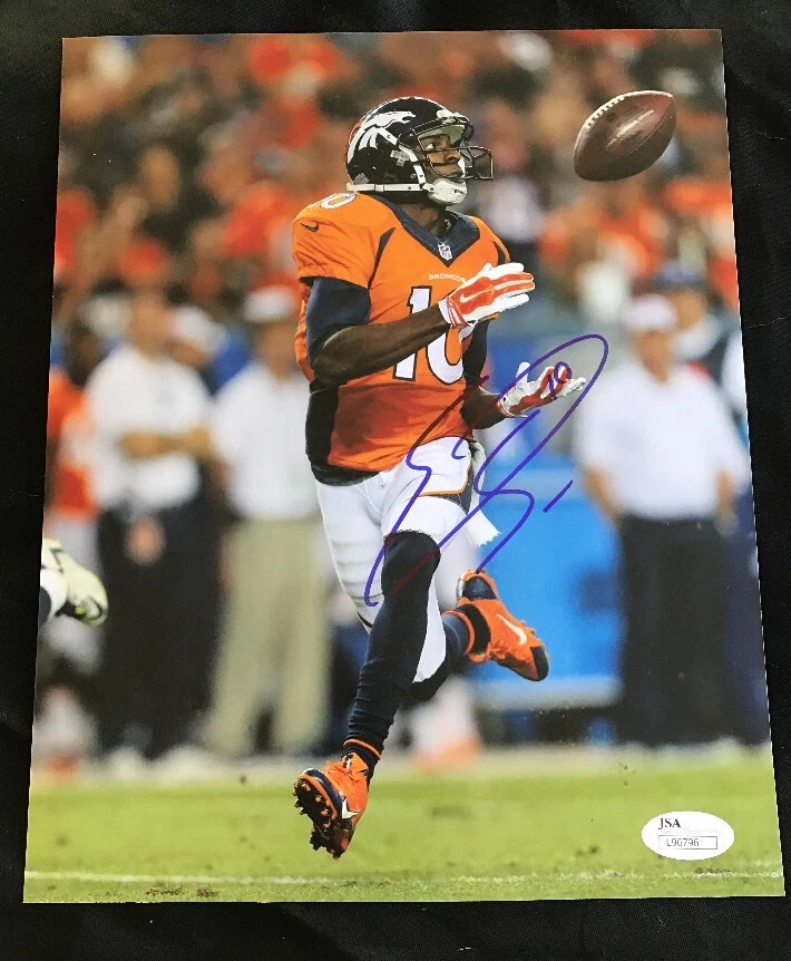 EMMANUAL SANDERS AUTOGRAPHED 8X10 BRONCOS BRONCOS PHOTO JSA/COA NFL AUTO