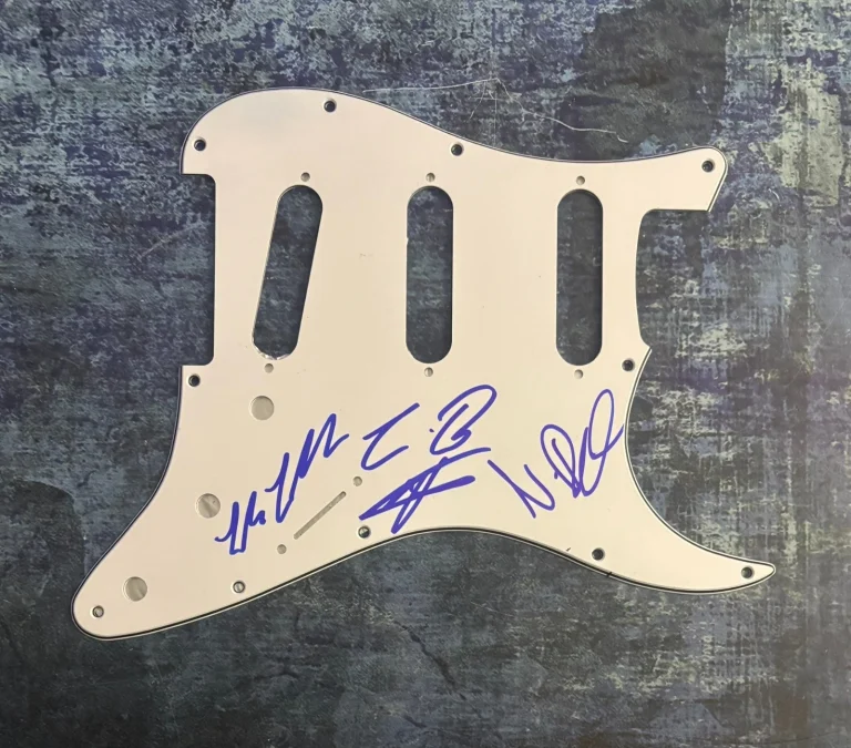 GFA Campbell Burns x4 Band VACATIONS Signed Electric Pickguard COA