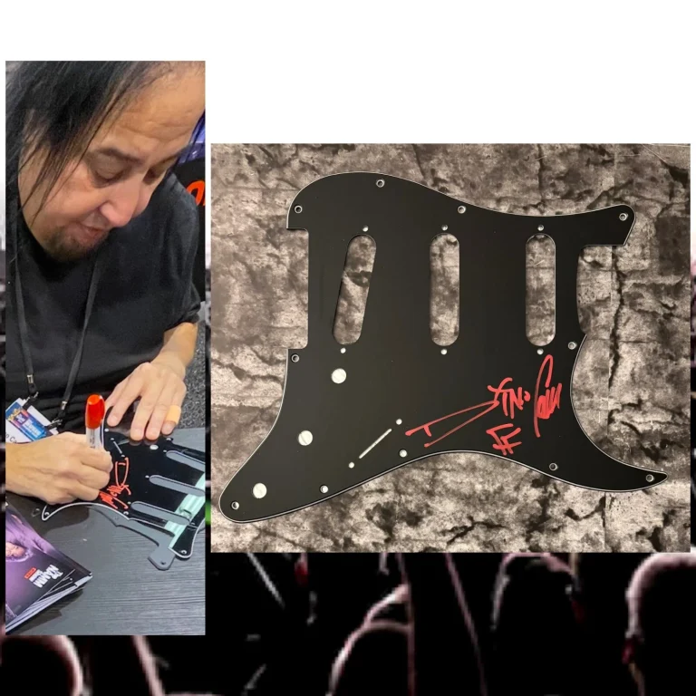 GFA Fear Factory Guitarist DINO CAZARES Signed Electric Pickguard PROOF COA