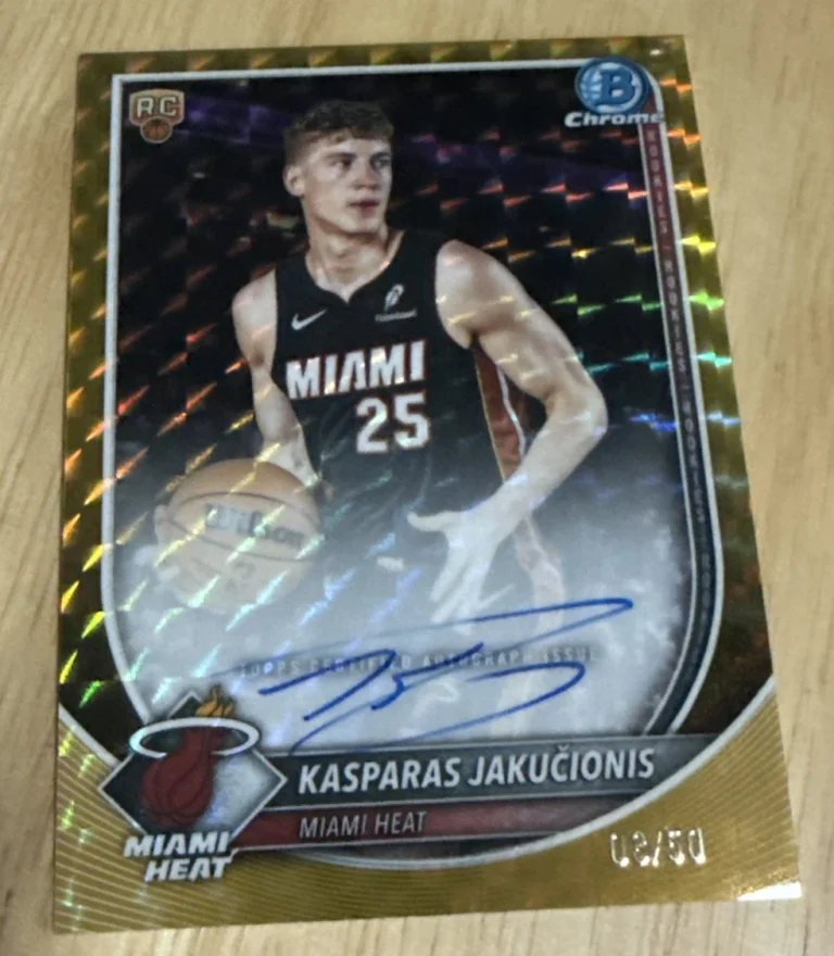 Kasparas Jakucionis 2025-26 Topps Bowman Gold Geometric Rookie Auto /50