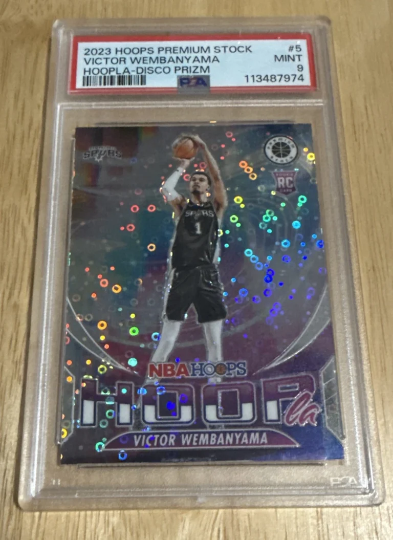 Panini 2023-24 Hoops Premium Stock Hoopla Disco Prizm Wembanyama #5 PSA 9