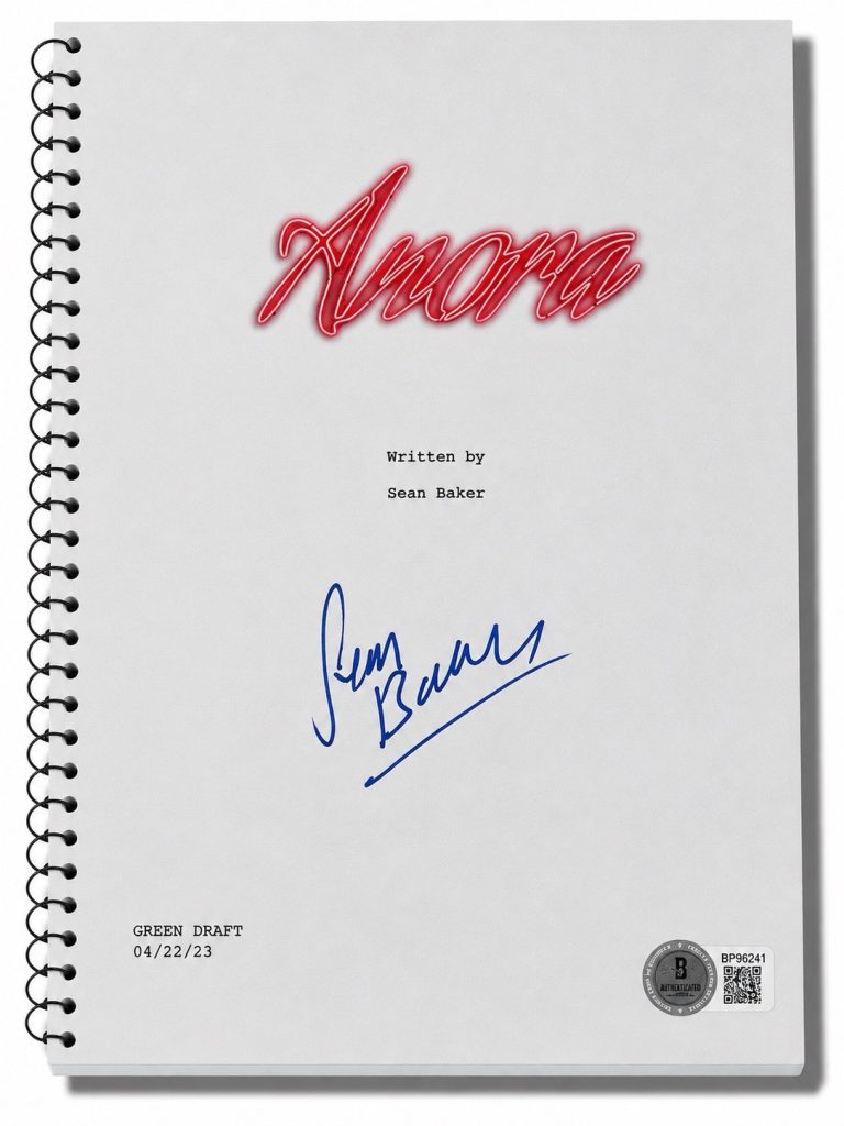 Sean Baker Signed Autograph Anora Full Movie Script Screenplay Authentic Beckett