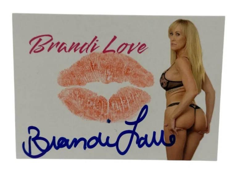 Brandi Love Signed Kiss Card Adult Star Autograph Kiss Print Beckett Witness