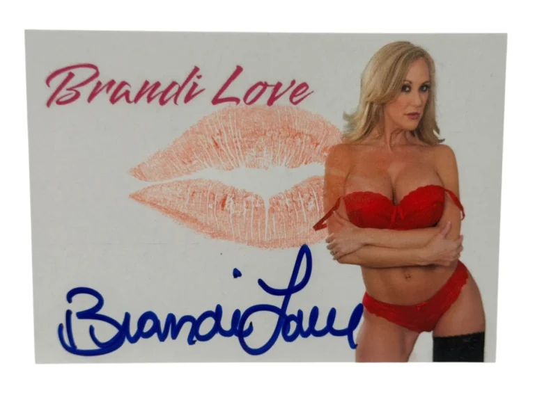 Brandi Love Signed Kiss Card Adult Star Autograph Kiss Print Beckett Witness