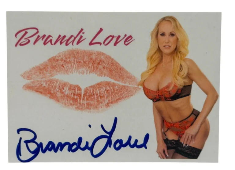 Brandi Love Signed Kiss Card Adult Star Autograph Kiss Print Beckett Witness