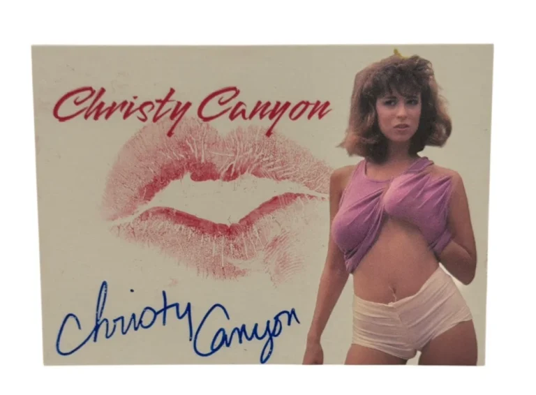 Christy Canyon Signed Kiss Card Adult Star Autograph Kiss Print Beckett Witness