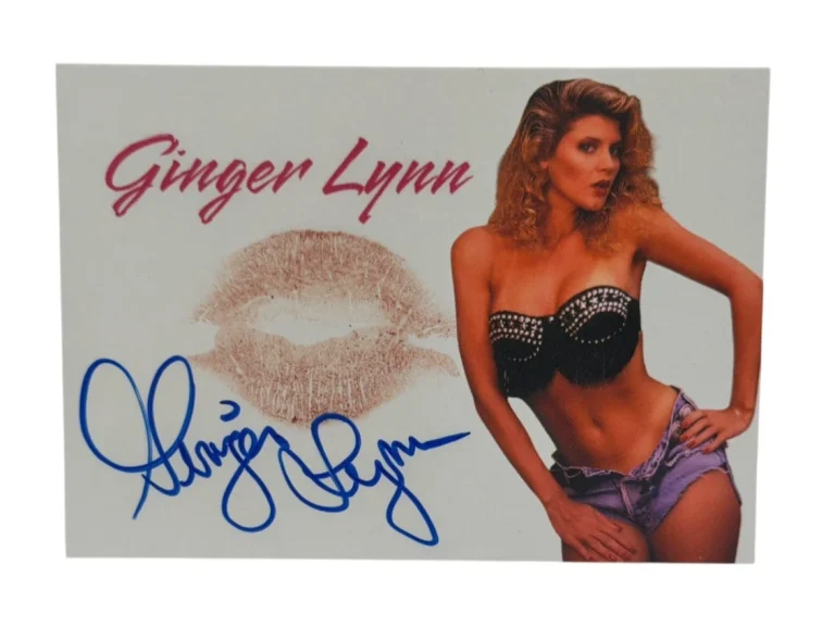 Ginger Lynn Signed Kiss Card Adult Star Autograph Kiss Print Beckett Witness