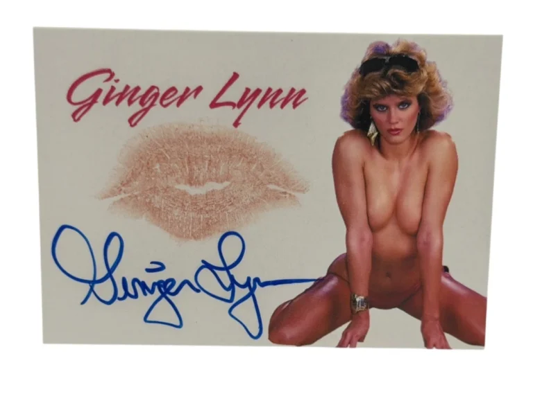 Ginger Lynn Signed Kiss Card Adult Star Autograph Kiss Print Beckett Witness