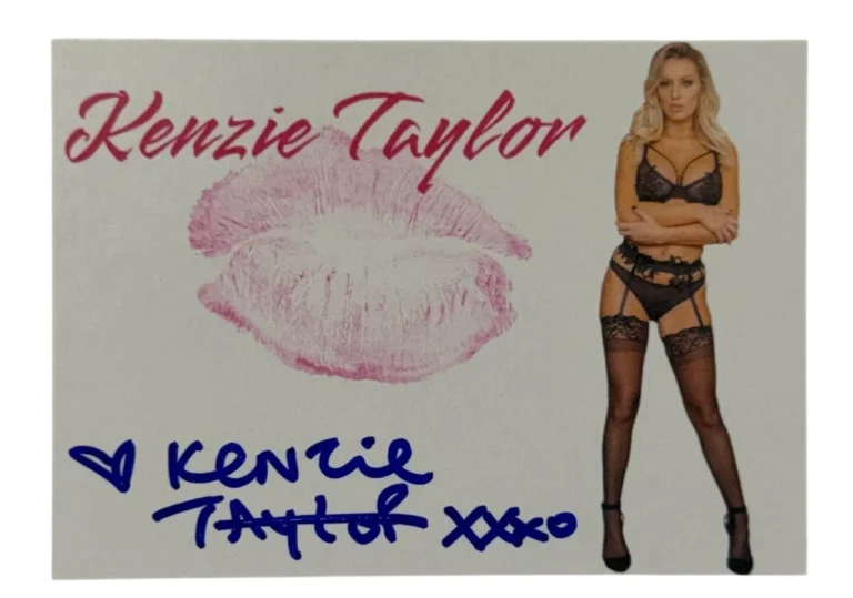 Kenzie Taylor Signed Kiss Card Adult Star Autograph Kiss Print Beckett Witness