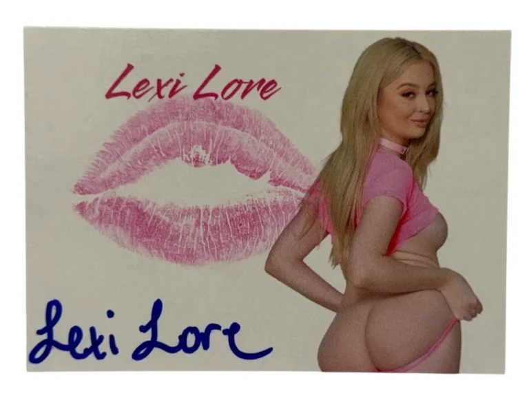 Lexi Lore Signed Kiss Card Adult Star Autograph Kiss Print Beckett Witness