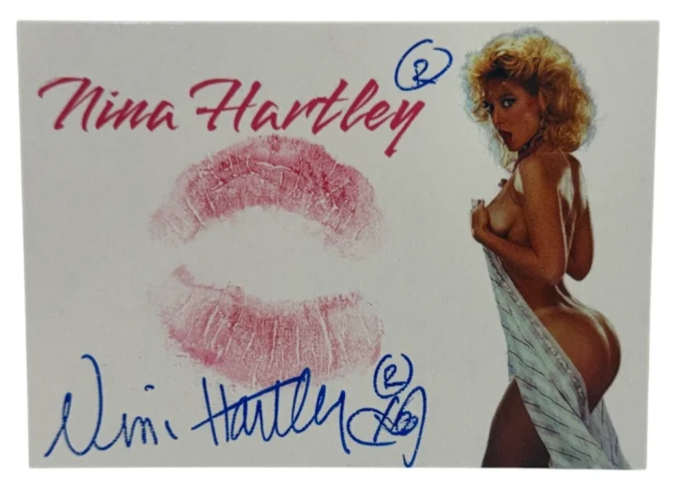 Nina Hartley Signed Kiss Card Adult Star Autograph Kiss Print Beckett Witness