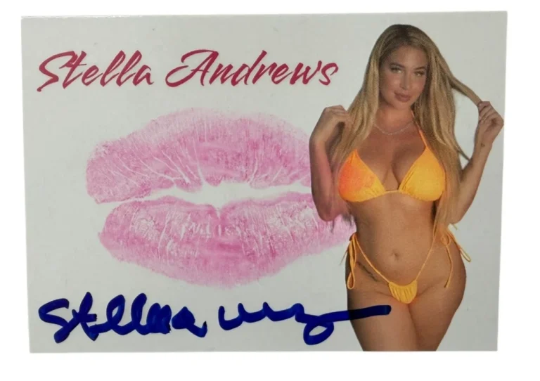 Stella Andrews Signed Kiss Card Adult Star Autograph Kiss Print Beckett Witness