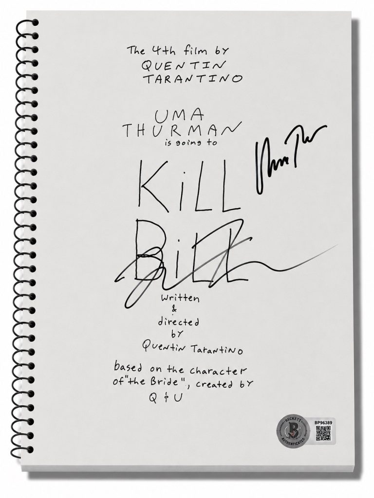 Quentin Tarantino Uma Thurman Signed Kill Bill Full Script Screenplay Beckett