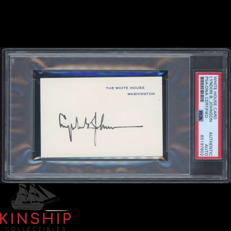 President Lyndon B Johnson signed White House Card PSA DNA Slabbed Auto C3542