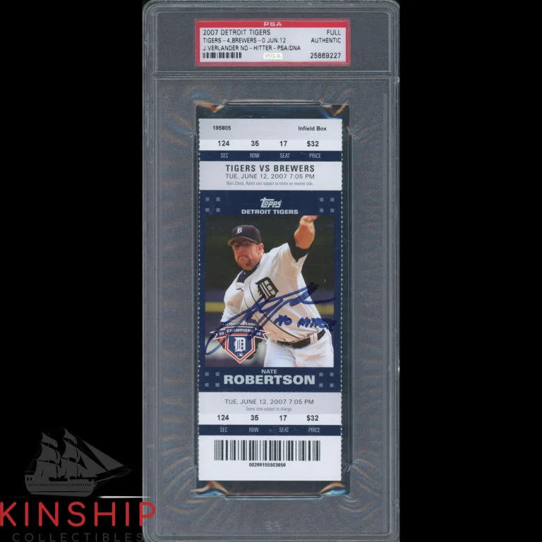Justin Verlander signed No Hitter Ticker PSA DNA Slabbed Baseball HOF Auto C3545