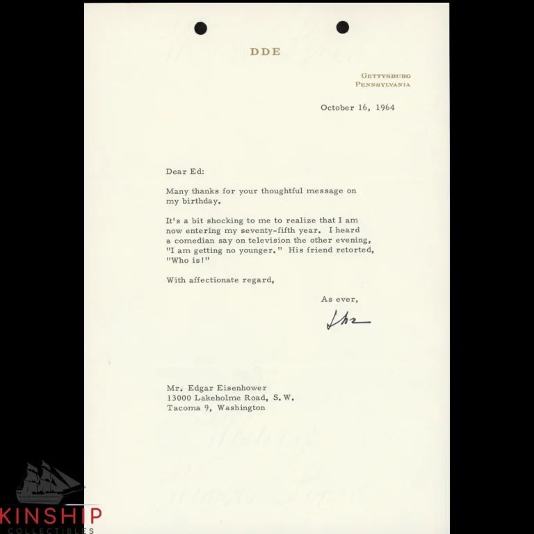 President Dwight D. Eisenhower signed Letter JSA LOA Rare Bold 