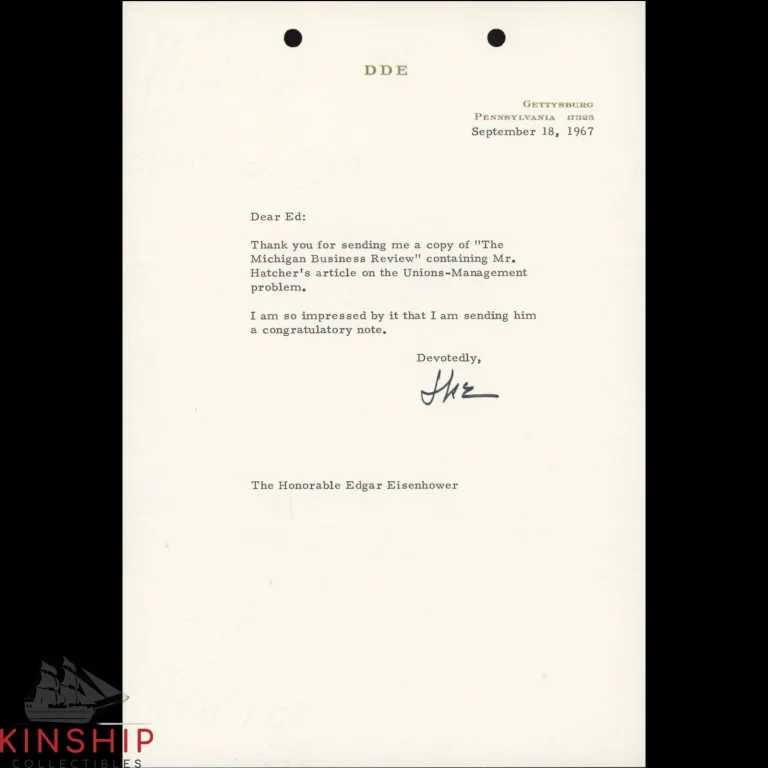 President Dwight D. Eisenhower signed Letter JSA LOA Rare Bold 