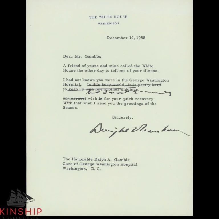 President Dwight D. Eisenhower signed White House Letter JSA LOA Auto Z1983